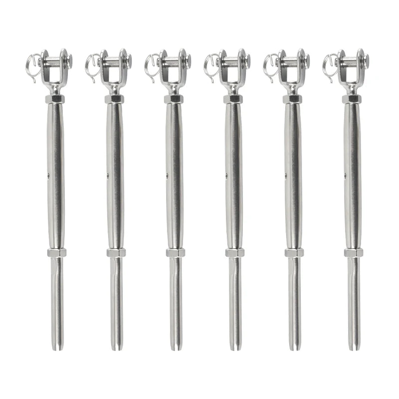 5/12pcs 316 Stainless Steel Cable Railing Kit Jaw Swage Stud Turnbuckle Fork Terminal For 1/8‘’ 3mm Wire Rope