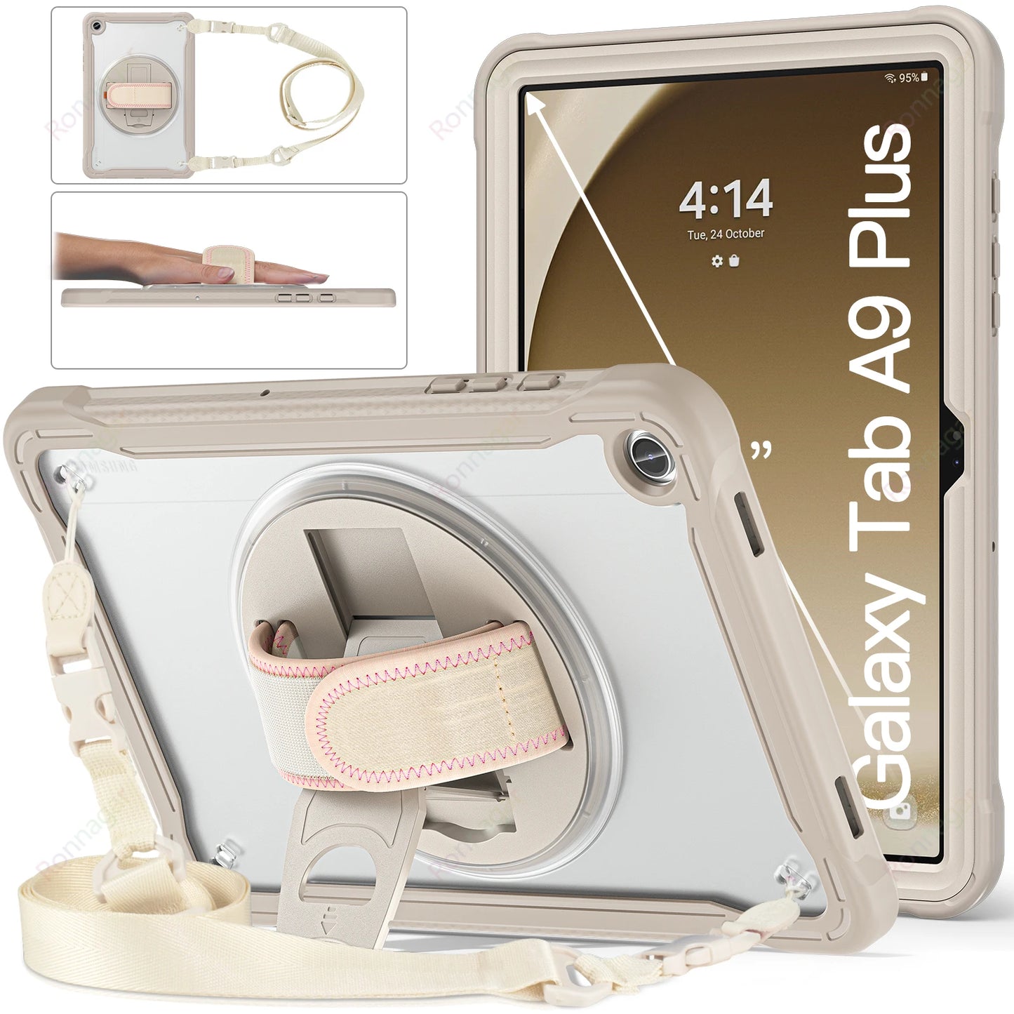 New Light Shockproof Rugged Cover for Samsung Tab A9 Plus 11 Inch 2023 Cases Galaxy Tablet A9+ 11" 5G Stand Hand& Shoulder Strap