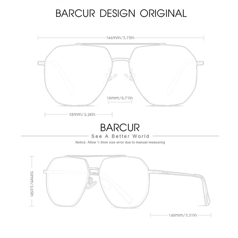 BARCUR Square Glass Lens Men Sun Glasses for Women Polarized Sunglasses Shades Eyewear Gafas De Sol - KiwisLove