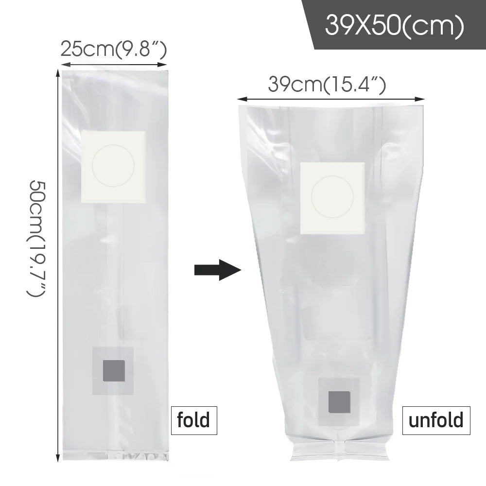 10pcs PP Sterilized Hydrated Grain Bag w/Self-Healing Injection Port 0.2μm Filter Patch Autoclaving Substrate Mushroom Spawn Bag
