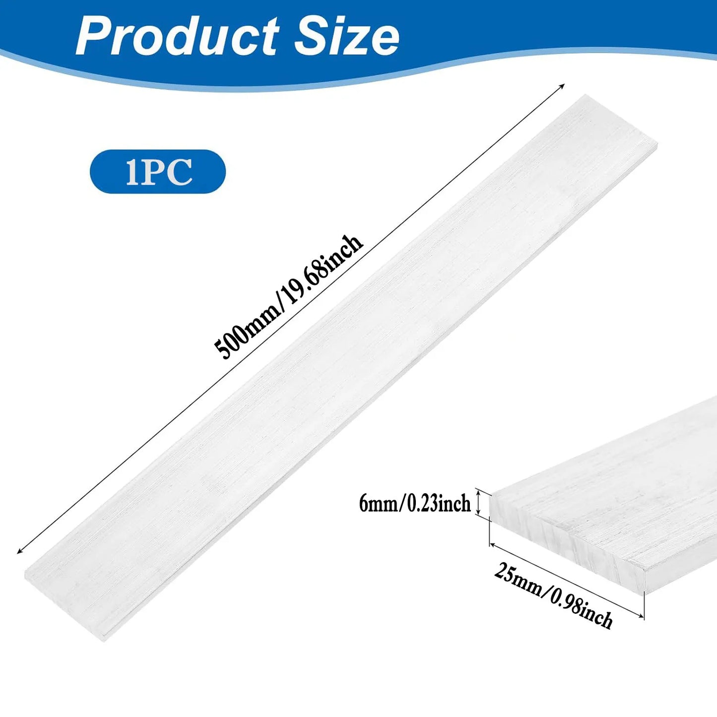 1pcs 500mm 6061 Aluminum Flat Bar Solides Rectangular Metal Plate Strip for DIY/Machining/Construction