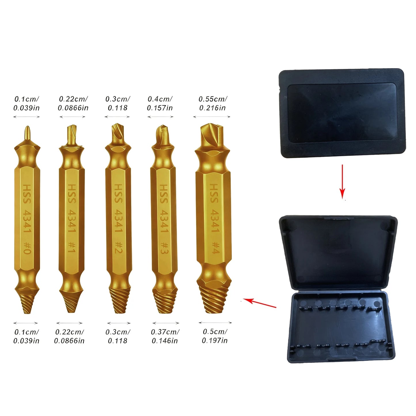 5pcs/set Extractor Double Head Screw Slide Tooth Removal Tool Screwdriver Head Broken Wire Set Damaged Screw Extractor Set
