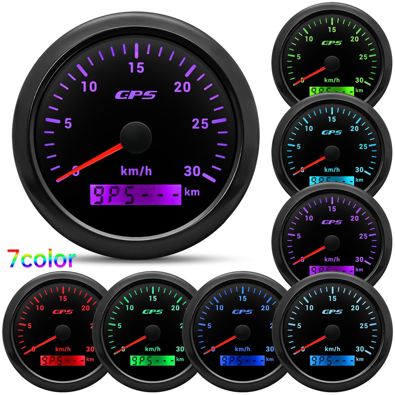 Waterproof 200km/h 120kmh 80km/h 85mm GPS Speedometer With Antenna Speed Meter 7 Colors Backlight For Motorcycle Yacht Boat Car - KiwisLove