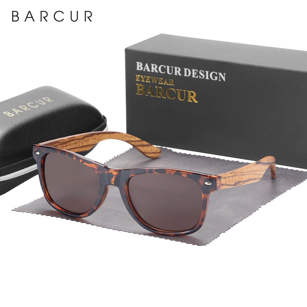 BARCUR Business Sunglasses Polarized Men Light Weight Natural Wooden Sun Glasses Men Women Eyewear Square Classic Comfortable - KiwisLove