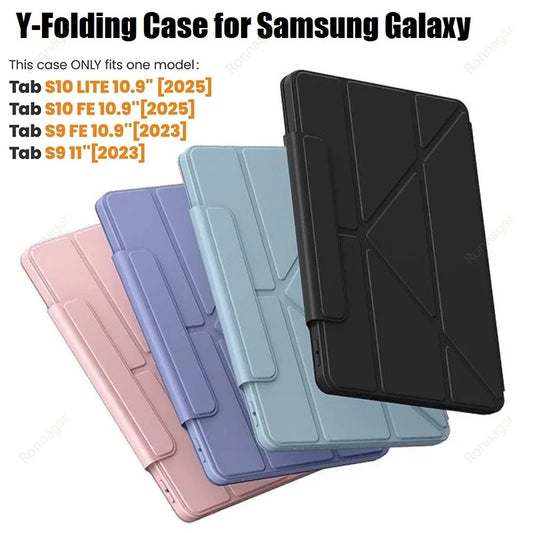 Y-Folding Case for Samsung Tab S10 Lite S11 S9 S10 FE 11 inch Slim Folio Stand Tablet Cover Multi-Angle Viewing Auto Wake/Sleep