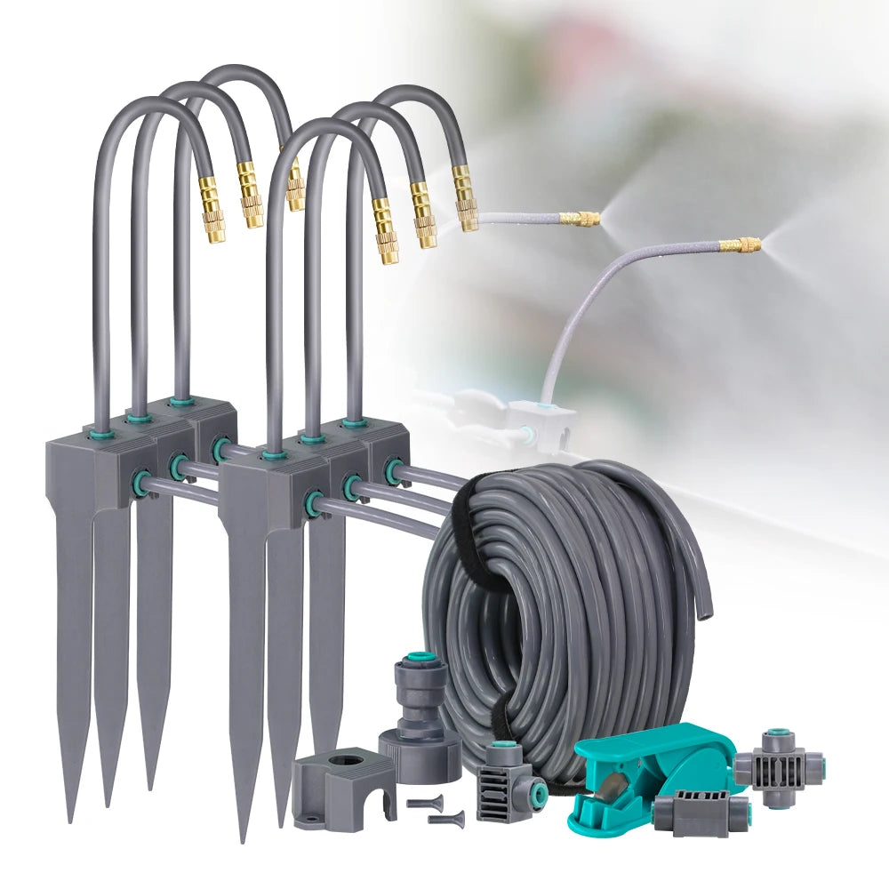 Premium 20cm Flexible Brass Nozzle Automatic Misting Irrigation System - Quick Connect Spray for Garden 1/4" Hose