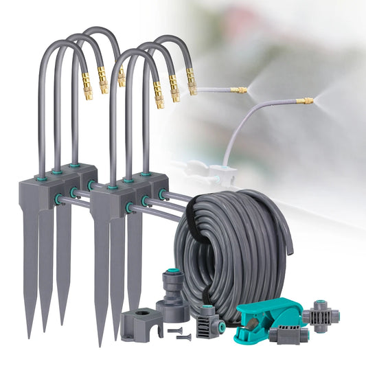 Premium 20cm Flexible Brass Nozzle Automatic Misting Irrigation System - Quick Connect Spray for Garden 1/4" Hose