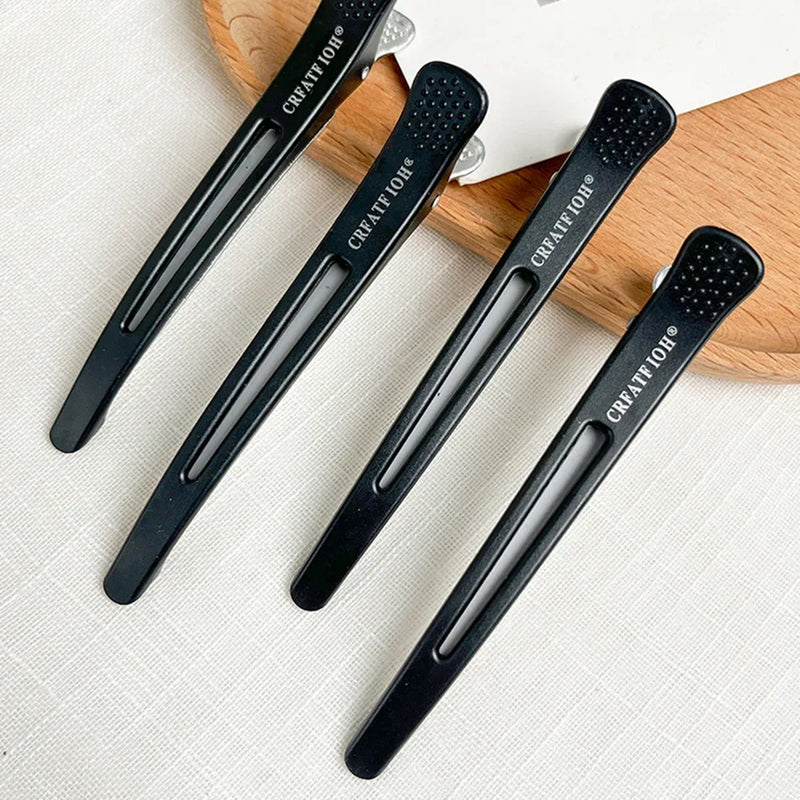 6Pcs Professional Hairdressing Salon Hairpins Black Plastic Single Prong DIY Alligator Hair Clip Hair Care Styling Tools