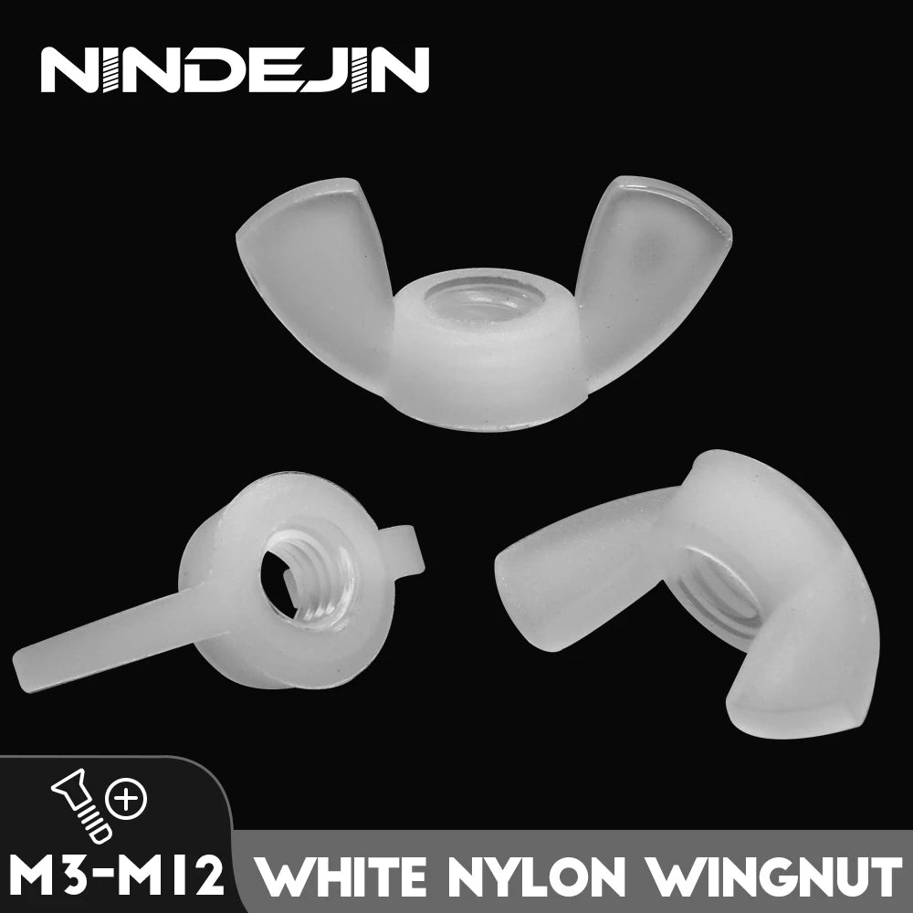NINDEJIN 3-10pcs Nylon Wing Nuts Plastic Butterfly Nut M3 M4 M5 M6 M8 M10 M12 White Hand Tighten Nylon Wingnut
