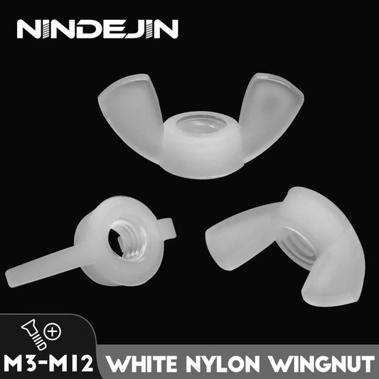 NINDEJIN 3-10pcs Nylon Wing Nuts Plastic Butterfly Nut M3 M4 M5 M6 M8 M10 M12 White Hand Tighten Nylon Wingnut
