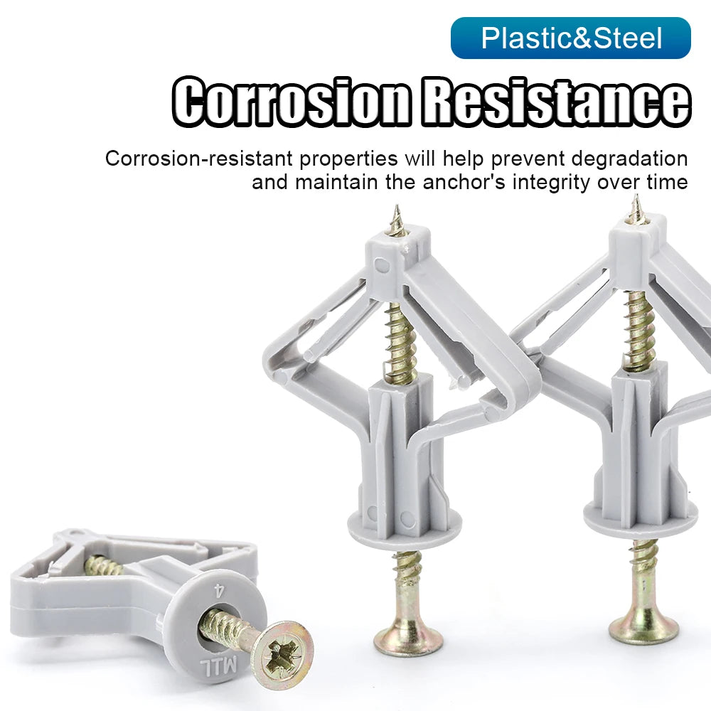 NINDEJIN 20pcs/ set Hollow wall Plastic Anchor with Self-tappping Screw Drywall Anchor Kit for Gypsum Board Fiberboard