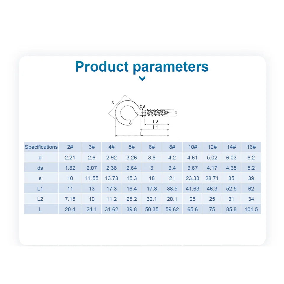 NINDEJIN 5-50pcs Screw Hooks Ceiling Cup Hook Black Zinc Plating Steel 1#-16# Screw Eyes for Hanging Lights Plant Hanger - KiwisLove