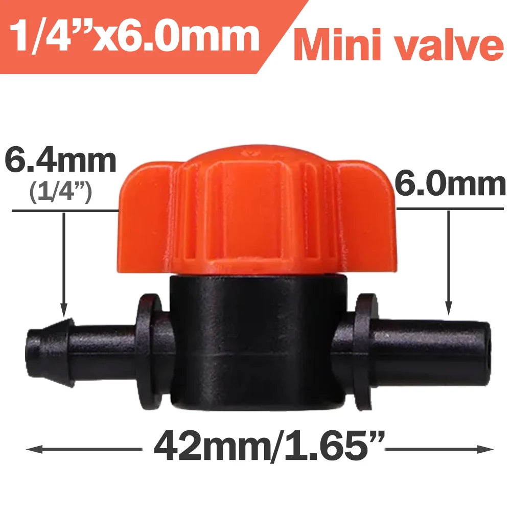20/50pcs 1/4'' Barb Shut-Off Valve Universal Drip Irrigation Tubing Coupling Connecter 1/4" Hose for Garden Watering System Acce