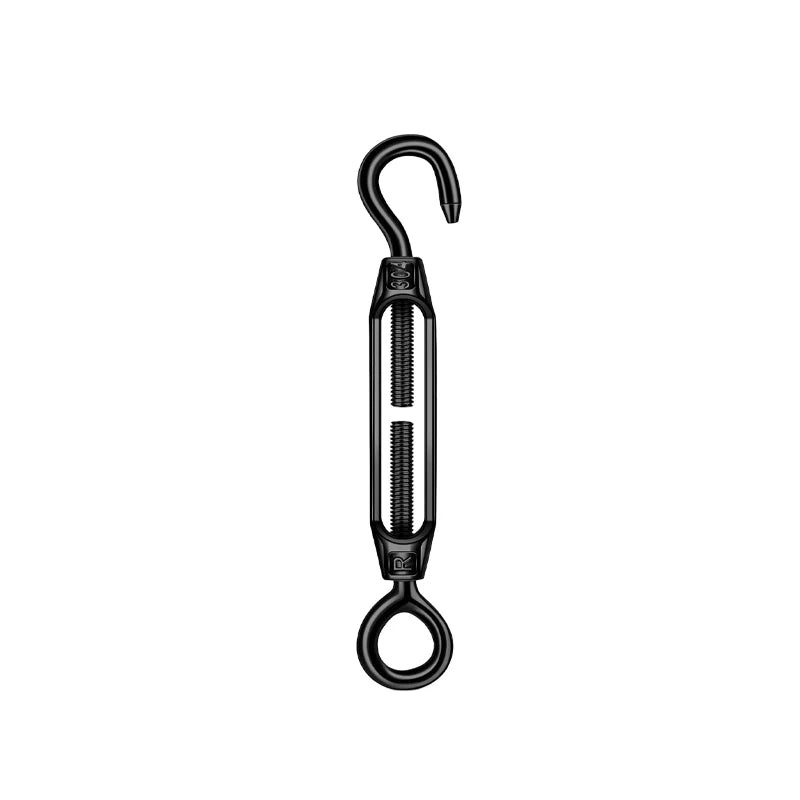 Black M4 Eye and Hook Turnbuckle 304 Stainless Steel Wire Rope Tension Device Shading Net Tarpaulin Installation Flange Bolt
