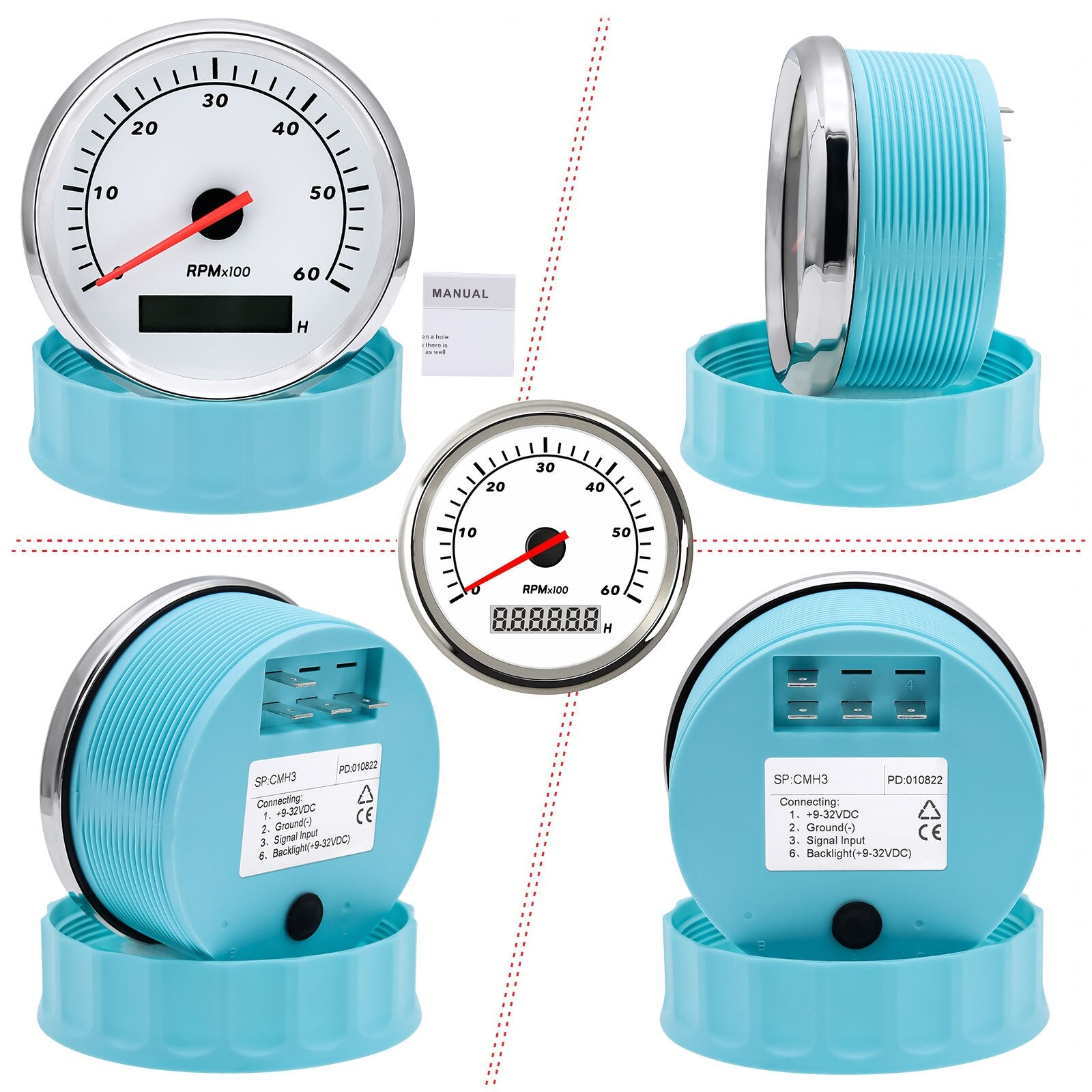 3000RPM 4000RPM Meter Marine Boat Tachometer 85MM Gasoline Diesel Engine Tacho Gauge With LCD Hourmeter For Tacho Sensor M16 M18 - KiwisLove