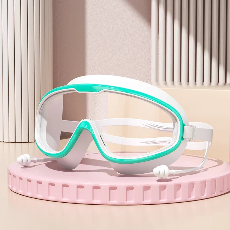 Outdoor Swimming Goggles Anti-Fog Wide View Scuba Diving Swimming Glasses with Earplugs for Adult Youth Water Diving Goggles