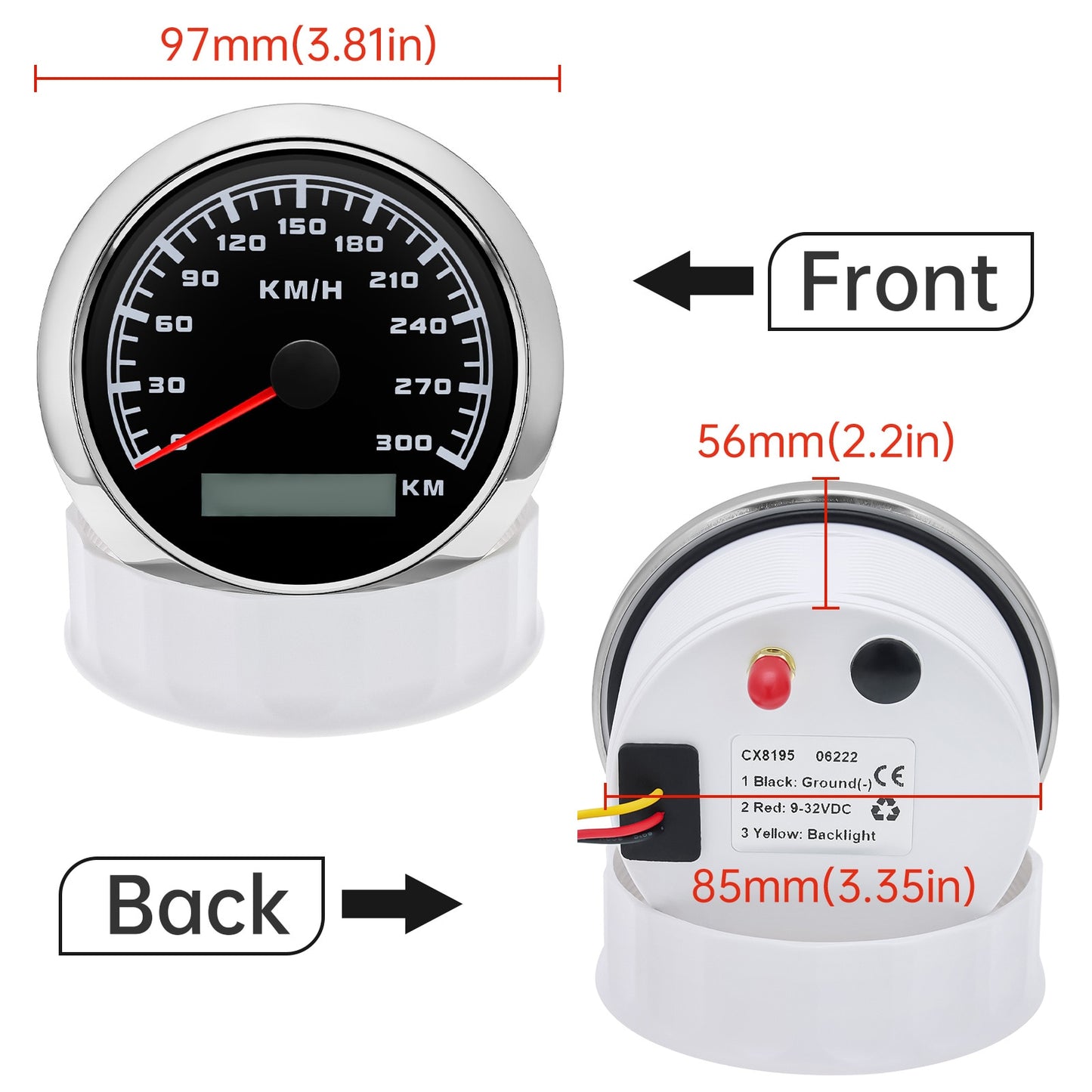 300 km/h 200km/h 120km/h 60 km/h Waterproof 85MM GPS Speedometer Speed Gauge Red Backlight GPS Sensor For Mairne Boat Car Parts - KiwisLove