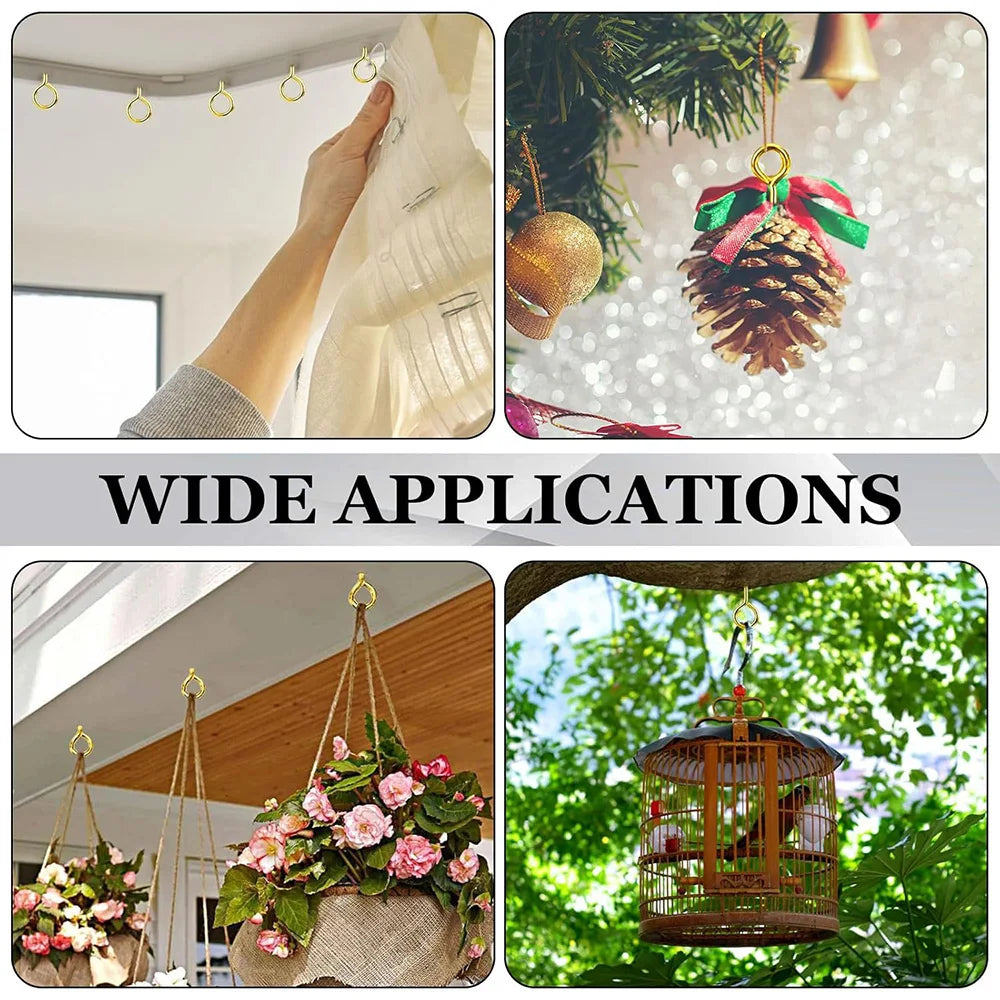 10-50pcs Screw Eyes Brass Plated 1# 2# 3# 4# 5# 6# 8# 10# Eyelets Screw Hooks for Hanging Crafts Decoration DIY Jewelry Making - KiwisLove