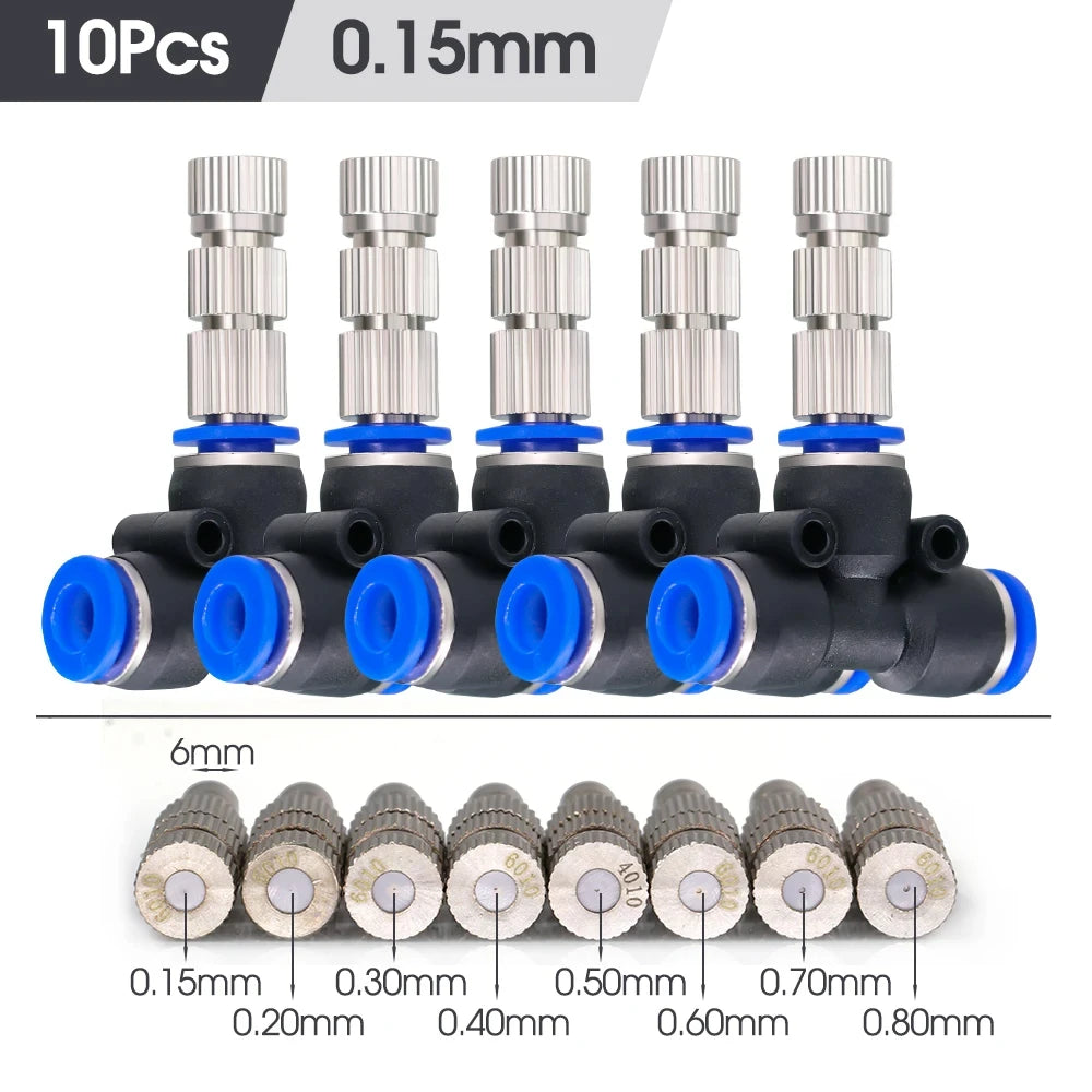 10PCS Garden 6mm Irrigation Spray Nozzle With Built-in Filter Low Pressure Cooling System Sliding Lock Outdoor Watering Accessor