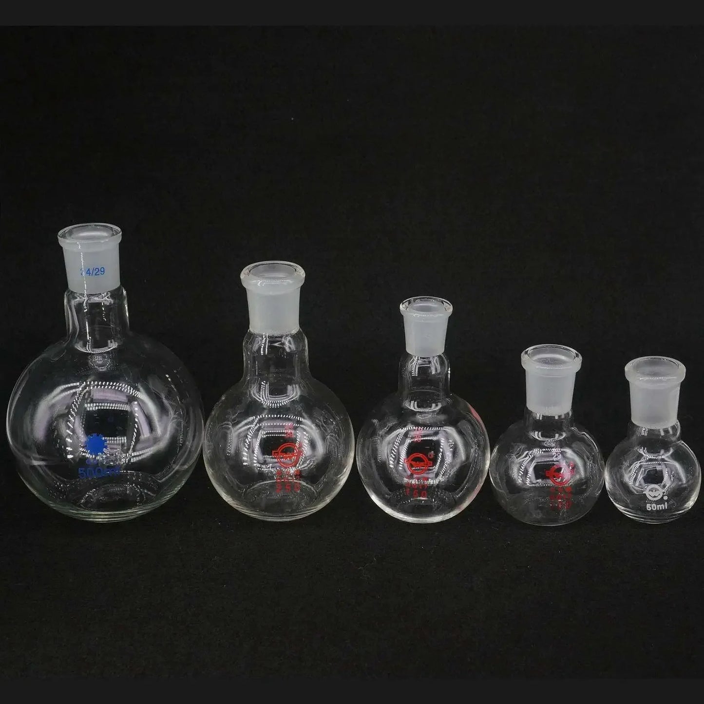 25ml 50ml Borosilicate Glass 14/23 19/26 24/29 One Mouth Short Neck Flat Bottom Flask Boiling For Lab - KiwisLove