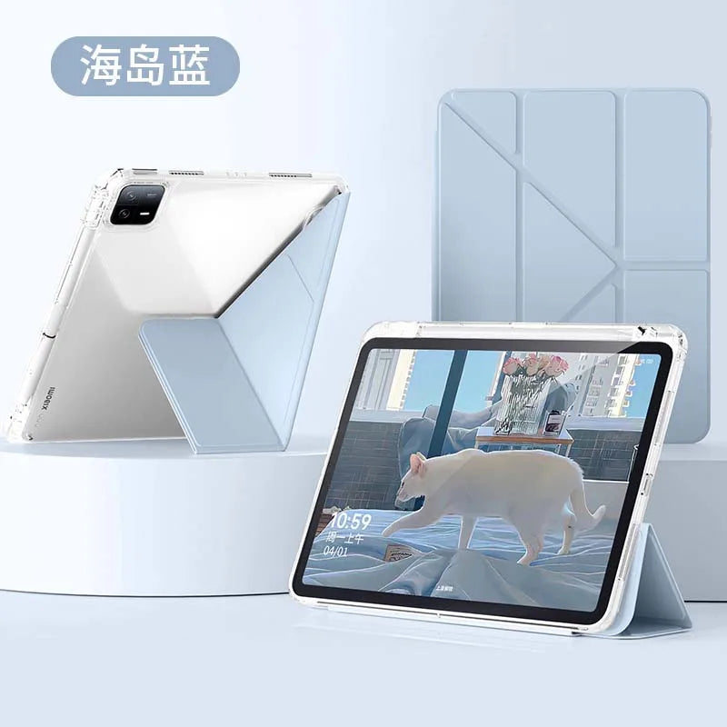 Y-fold Case for Xiaomi Pad 7 Pro/Pad 7 11.2 inch 2024 Redmi SE 11/ 8.7/ 12.1inch Pad 6 /6pro 11'' Mi Pad 5/5pro Clear back Shell