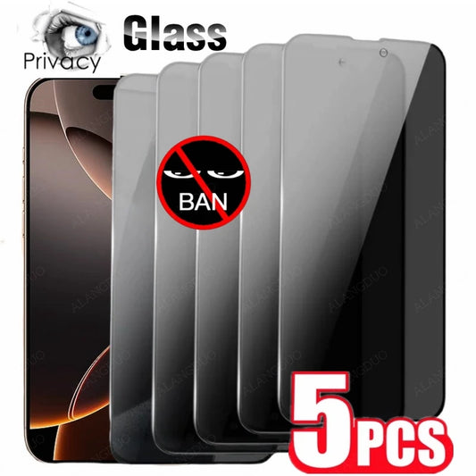 5PCS Anti-peep Screen Protector For iPhone 16 Pro Max 15 Pro 14 Plus 13 Anti Scratch Privacy Tempered Glass For iPhone 16ProMax - KiwisLove