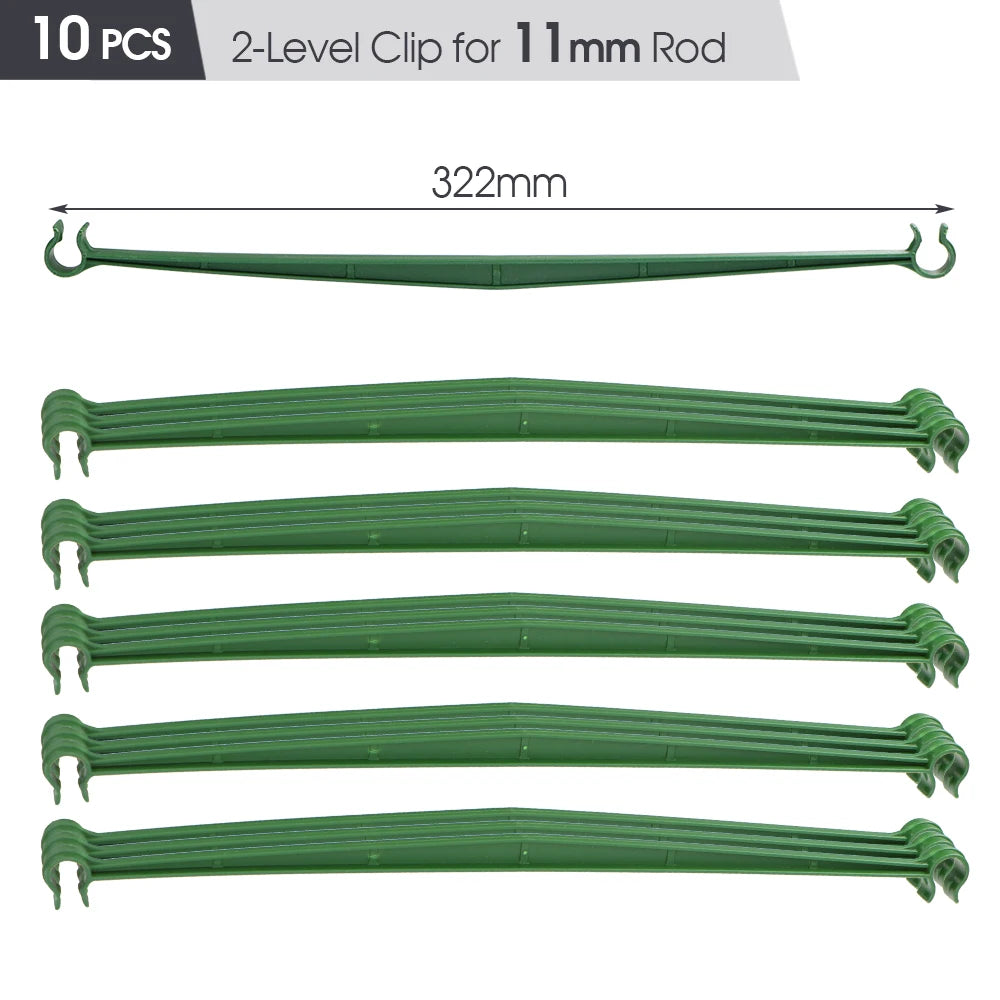 10PCS Durable 8/11/16mm Plant Support Pole Gardens Splice Frame Green Plastic Indoor Balcony Outdoor Climbing Vines Multilayer