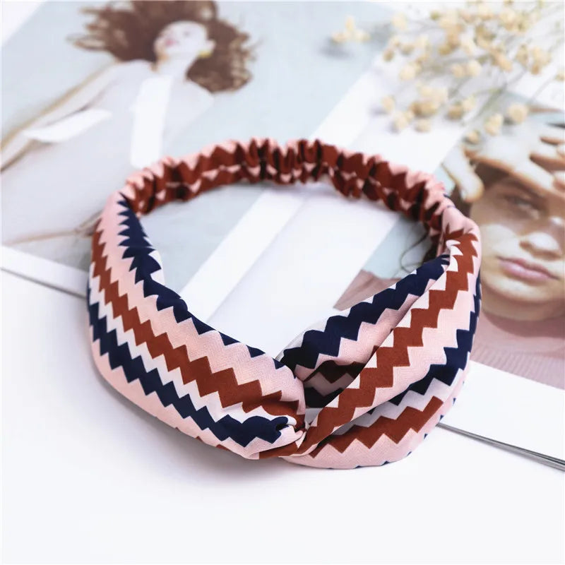 Fashion Women Girls Summer Bohemian Hair Bands Print Headbands Vintage Cross Turban Bandage Bandanas HairBands Hair Accessories