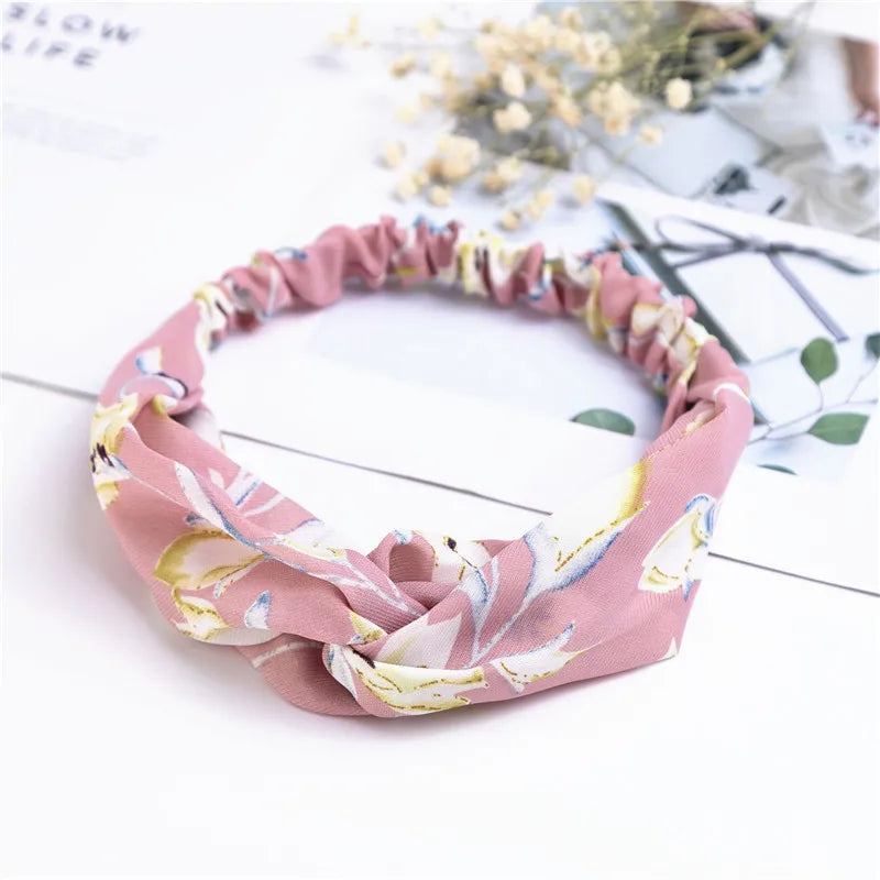 Fashion Women Girls Summer Bohemian Hair Bands Print Headbands Vintage Cross Turban Bandage Bandanas HairBands Hair Accessories