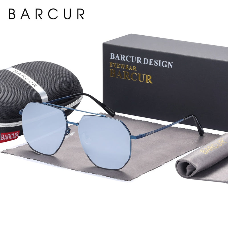 BARCUR Square Glass Lens Men Sun Glasses for Women Polarized Sunglasses Shades Eyewear Gafas De Sol - KiwisLove