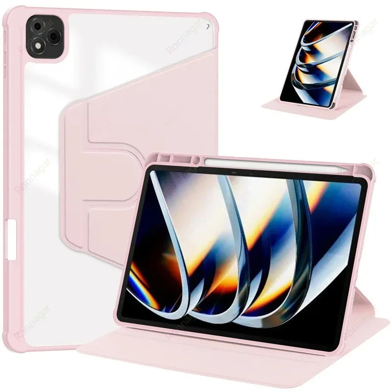 With Pencil Holder Case for Infinix Xpad 11 Inch 2024 360 Rotating Acrylic Funda for Infinix X Pad 11inch Tablet Case Flip Coque