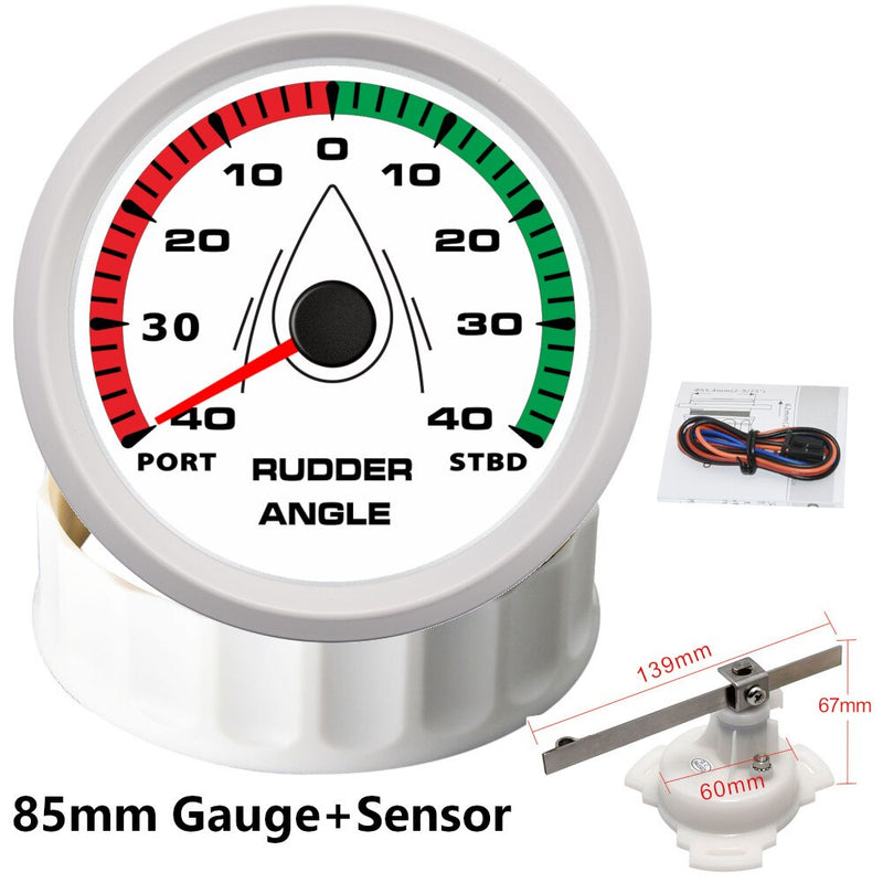 Waterproof 85mm Boat Rudder Angle Indicator 0-190 ohm With Rudder Angle Sensor Kit Rudder Angle Gauge 8 Colors Backlight 12V 24V - KiwisLove