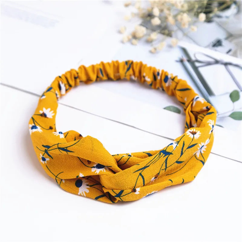 Fashion Women Girls Summer Bohemian Hair Bands Print Headbands Vintage Cross Turban Bandage Bandanas HairBands Hair Accessories