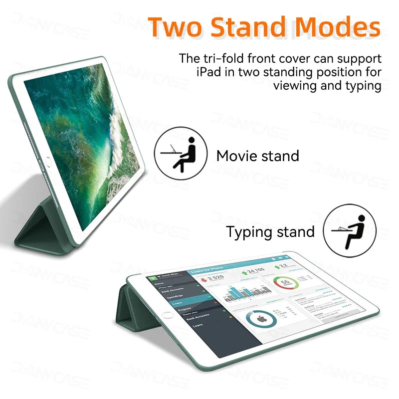 For iPad 10.2 Case 7/8/9th Generation Cover For 9.7 5/6th Air 2 Pro 11 1st/2nd/3rd/4th Air 4/5 10.9 Wake up from sleep funda - KiwisLove