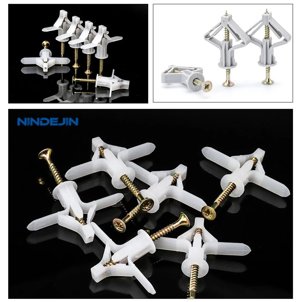 NINDEJIN 20pcs/ set Hollow wall Plastic Anchor with Self-tappping Screw Drywall Anchor Kit for Gypsum Board Fiberboard