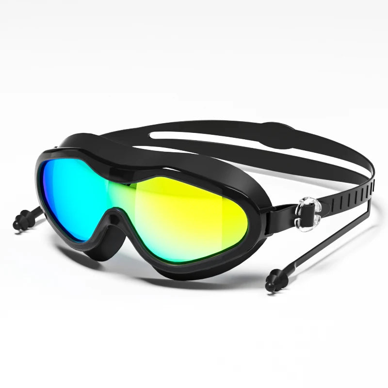 Swimming goggles with large frame, high-definition waterproof, anti fog, electroplated, anti UV, suitable for both men and women
