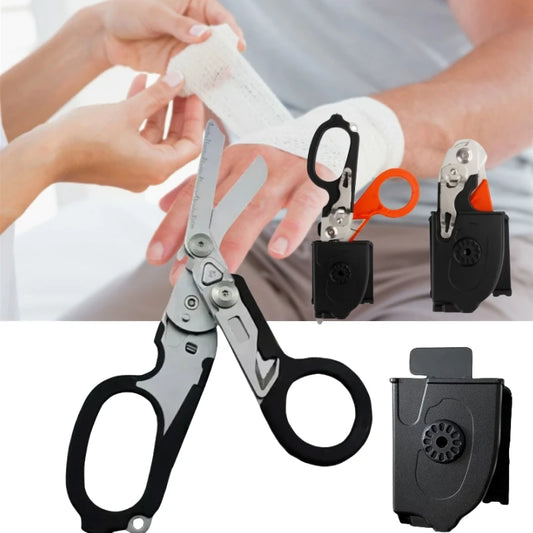 Multifunction XIAOTREE First Aid Tactical Folding Scissors Outdoor Survival Tool Combination Tactical Scissors Stainless steel