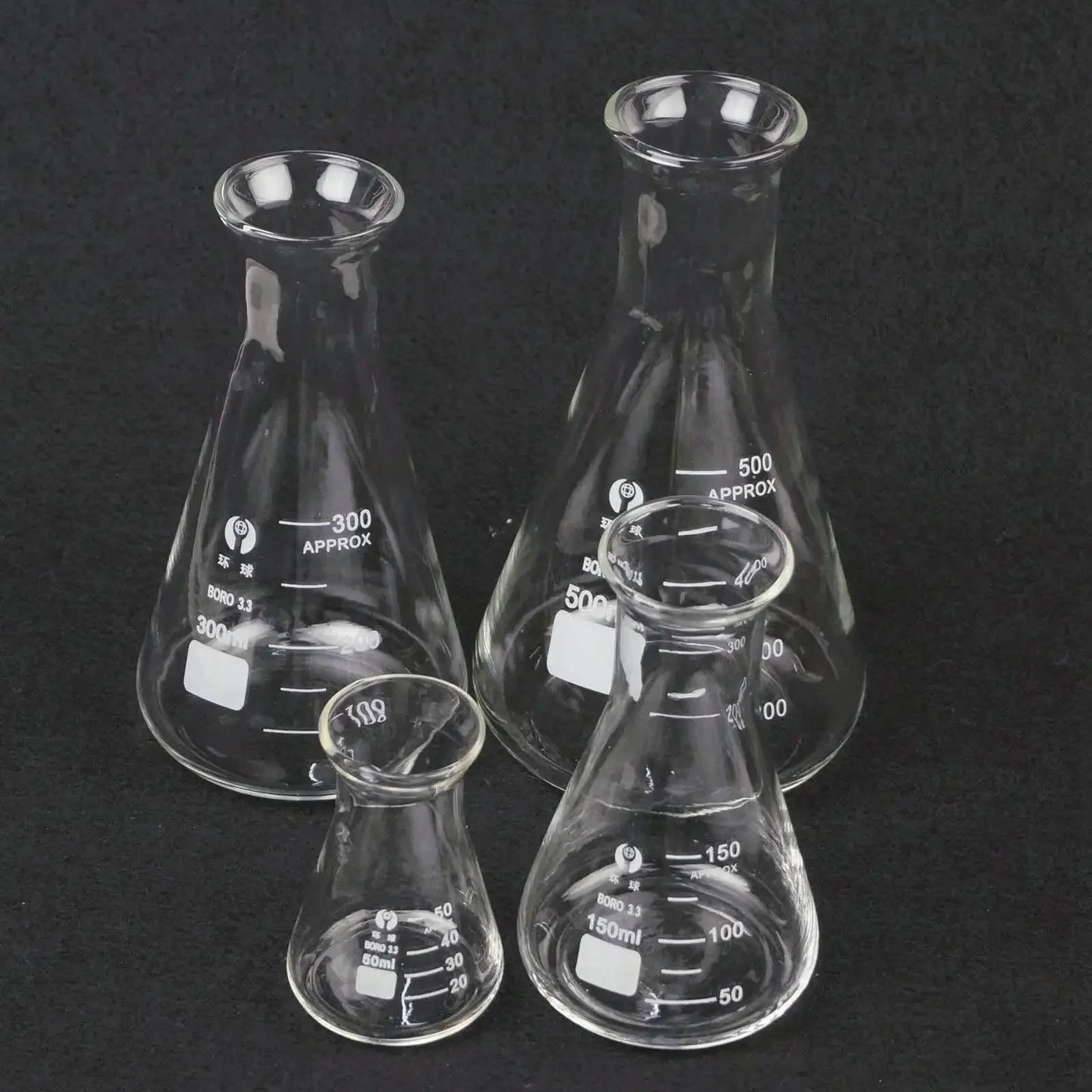 50/100/150/250/300/500/1000ml Bell Mouth Borosilicate Glass Conical Erlenmeyer Flask Lab - KiwisLove