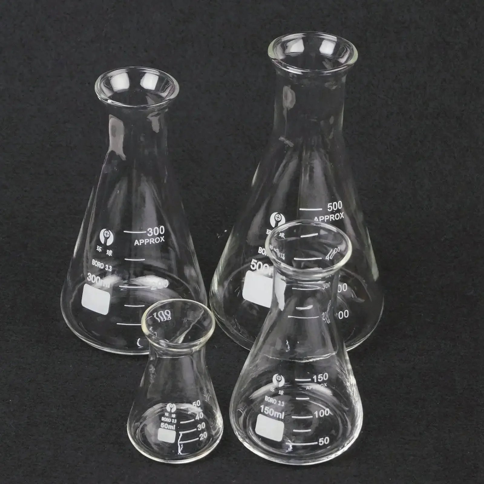 50/100/150/250/300/500/1000ml Bell Mouth Borosilicate Glass Conical Erlenmeyer Flask Lab - KiwisLove