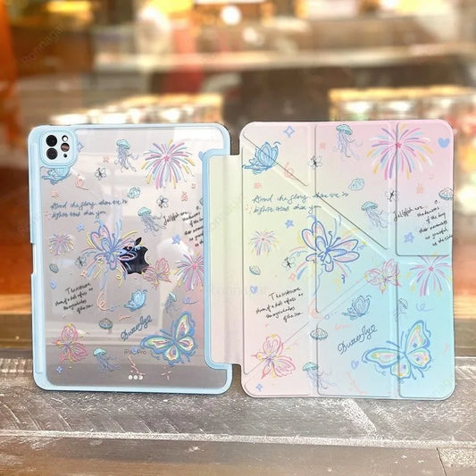 Y fold Butterfly Case for iPad (A16) 11th Gen 10th 10.2 9th 8th 7th Funda for iPad Air4 5 Air11 13 Pro11 13'' M4 Pro12.9 5th 6th