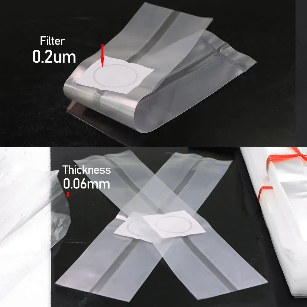 10PCS 0.2um Filter PP Mushroom Grow Bag Transparent Pre Sealable Spawn Media Grow Bag High Temperature for Greenhouse Planting
