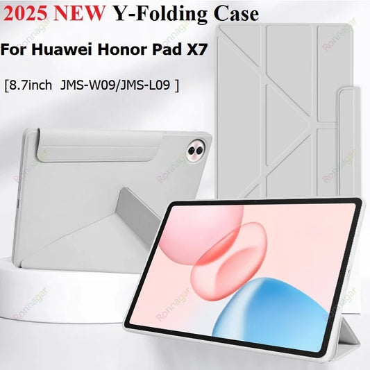 Y-Folding Case for Honor Pad X7 Case 8.7 inch Smart Fold PU Leather Stand for Honor Pad X 7 2025 Funda Case 8.7" Sleep Wake up