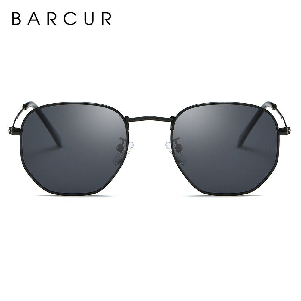 BARCUR Classic Retro Reflective Sunglasses Man Hexagon Sunglasses Metal Frame Eyewear Sun Glasses With Box Oculos De Sol gafas - KiwisLove
