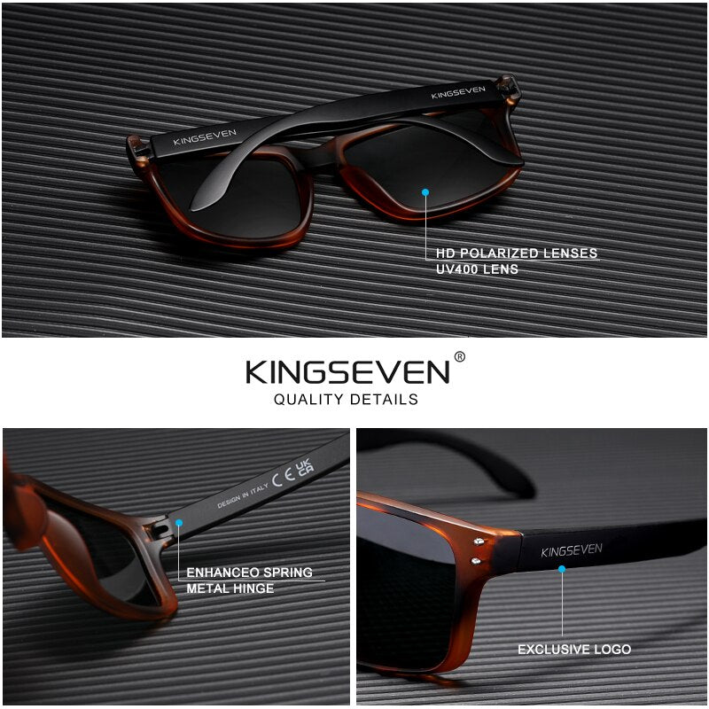 Genuine KINGSEVEN Brand Square Retro TR90 Polarized Sunglasses Women Men Carbon Fiber Pattern Design Outdoor Sports Eyewear - KiwisLove