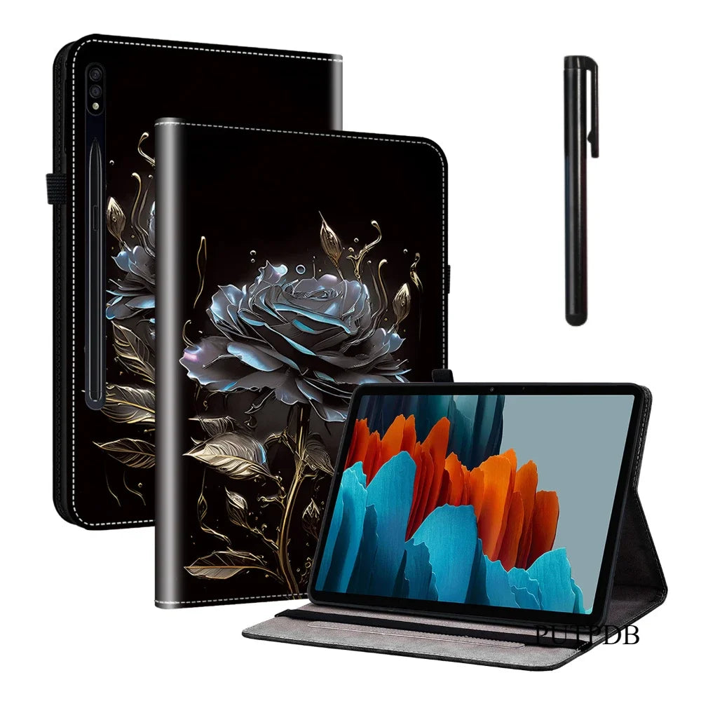 Case for Samsung Galaxy Tab A9+Plus 11 A8 10.5 A7 Lite 8.7 Tablet Cover Tab S6 Lite 10.4 S7 11 S8+S9+FE 12.4 Faux Leather fundas