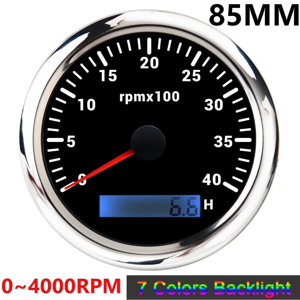 4000 6000 8000 RPM Tachometer Tacho Meter Gauge Hourmeter 7 Colors Backlight 12V/24V 85mm Toerenteller Hour Meter Sensor M16 M18 - KiwisLove