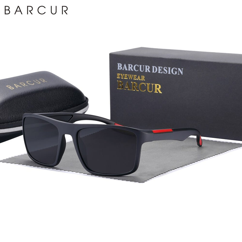 BARCUR TR90 Mens Sunglasses Polarized Ultralight Sports Sun Glasses For Women Square Eyewear UV400 Protection Eyewear Oculos - KiwisLove
