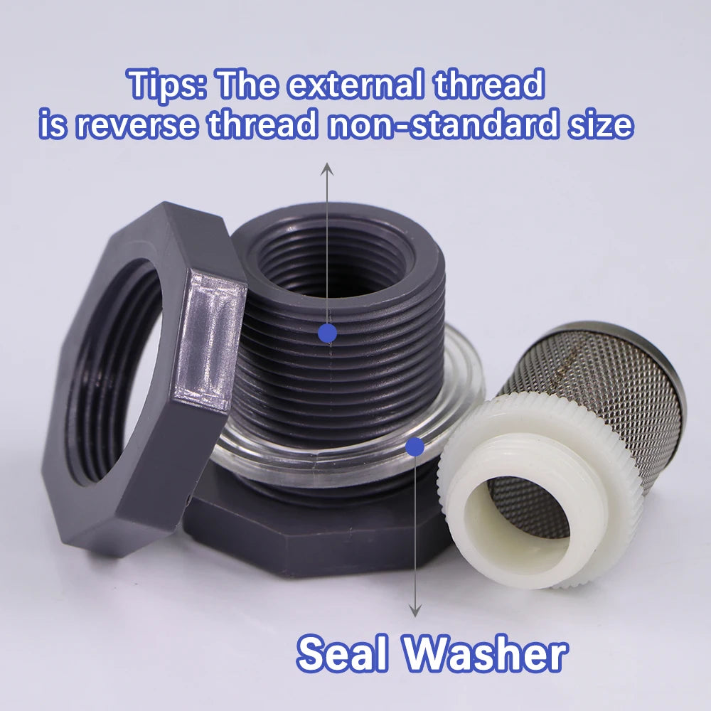 High quality 1/2" 3/4" 1" Water Tank Joint with 304 Stainless Steel Filter Screen for Aquarium Fish Tank Garden Watering Adapter