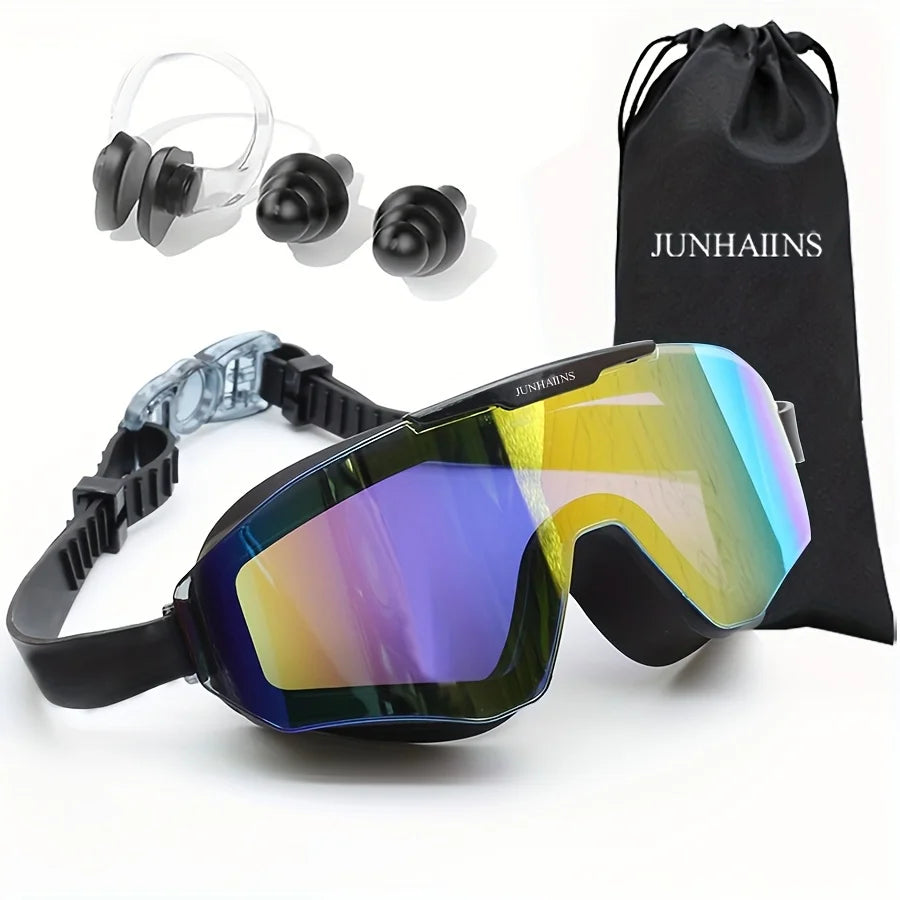 New Electroplated HD Swimming Goggles Large Frame Water Glasses For Adults Silicone Strap PC Buceo Spearfishing Accessories