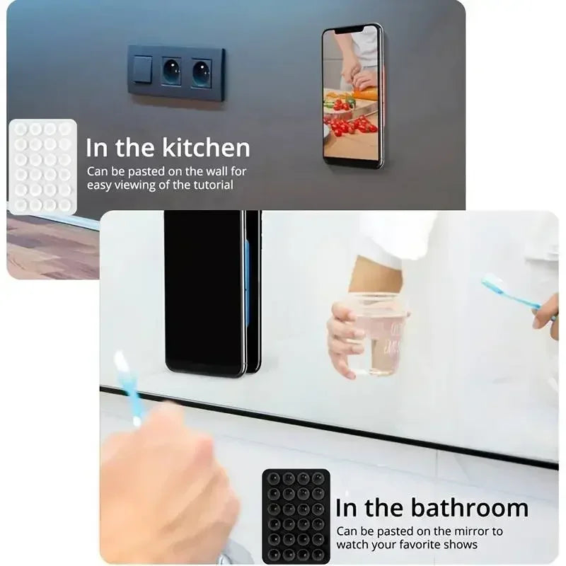 Phone Silicone Suction Cup Holder Multifunctional Suction Cup Wall Stand Square Anti-Slip Single-Sided Case Mount Back Sticker - KiwisLove